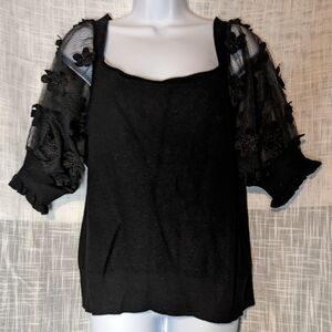 Black Quarter Sleeve Top